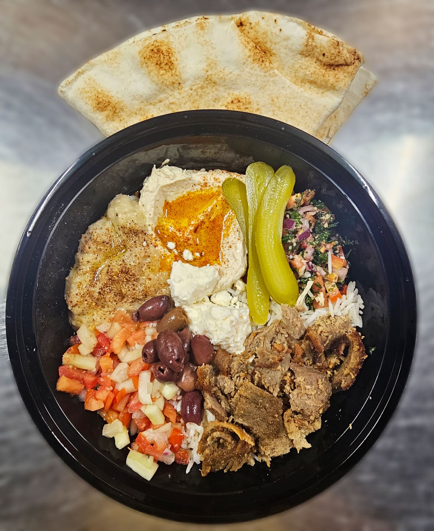 Lamb shawarma hummus bowl